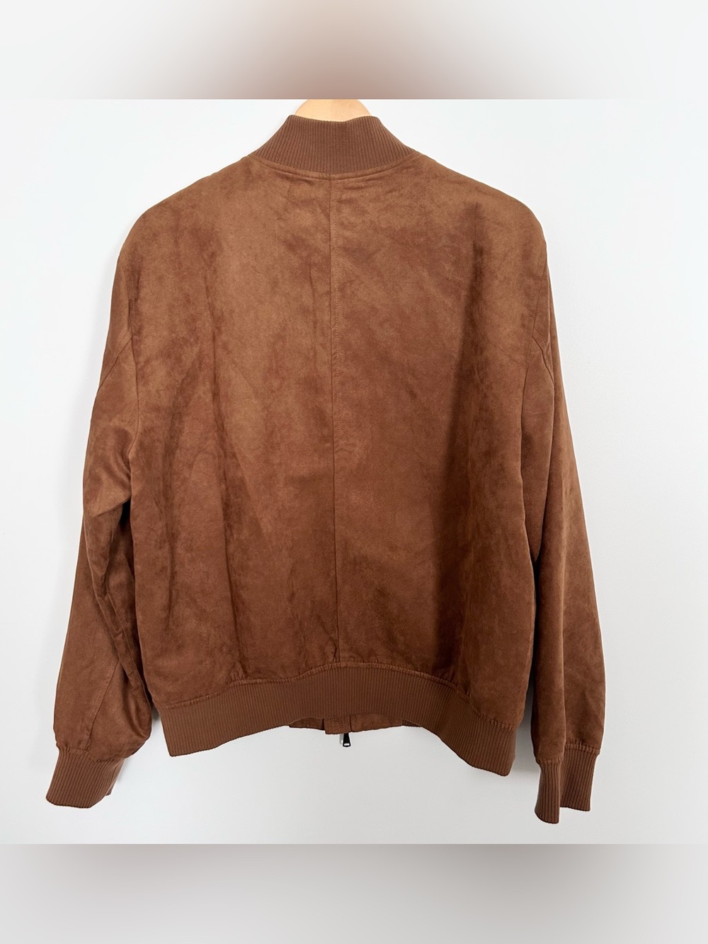 Banana Republic Factory Vegan Suede Bomber Jacket Men’s Large Dark Acorn - Picture 7 of 9